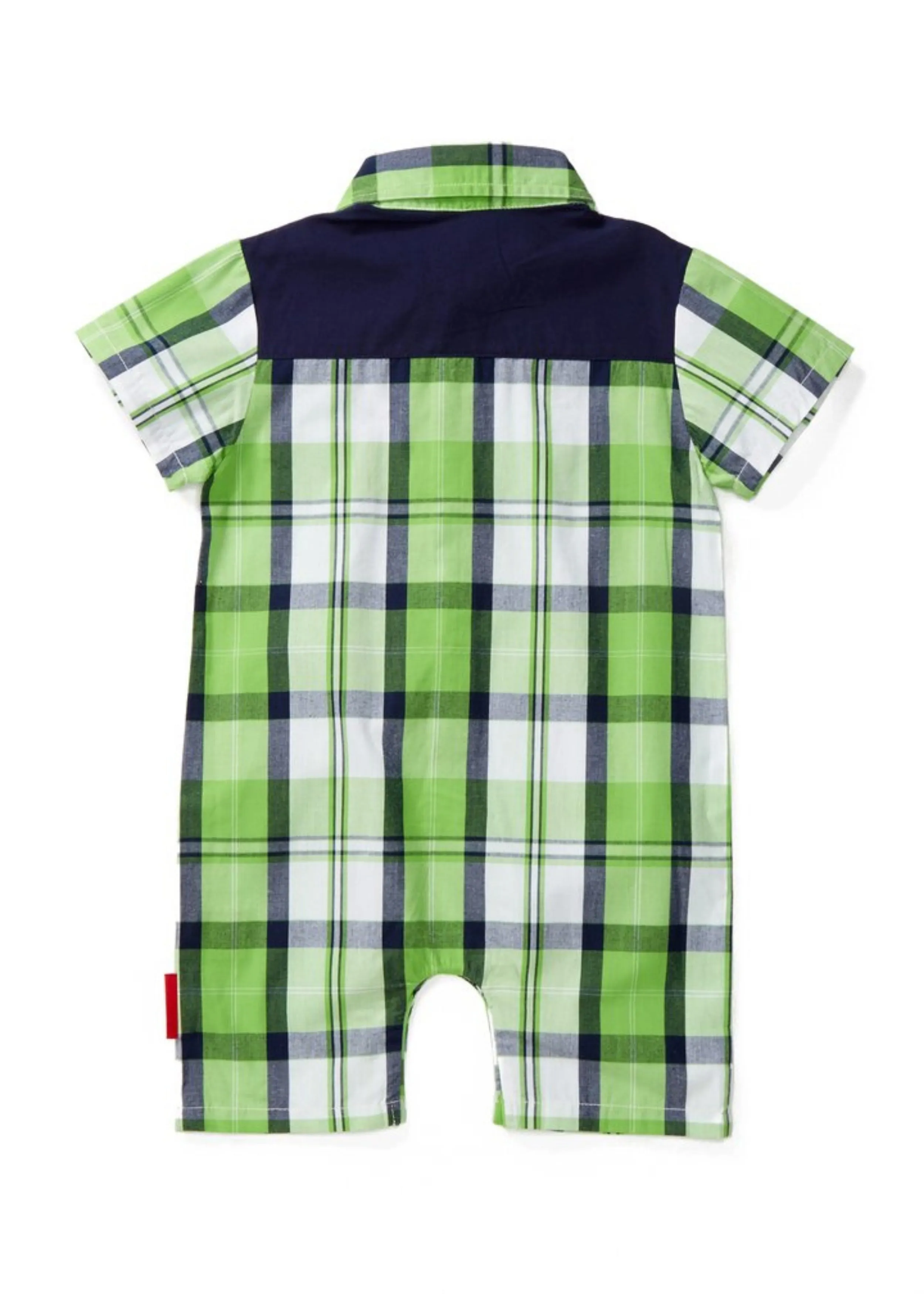 Infant Joshua Green Plaid Rockabilly Romper
