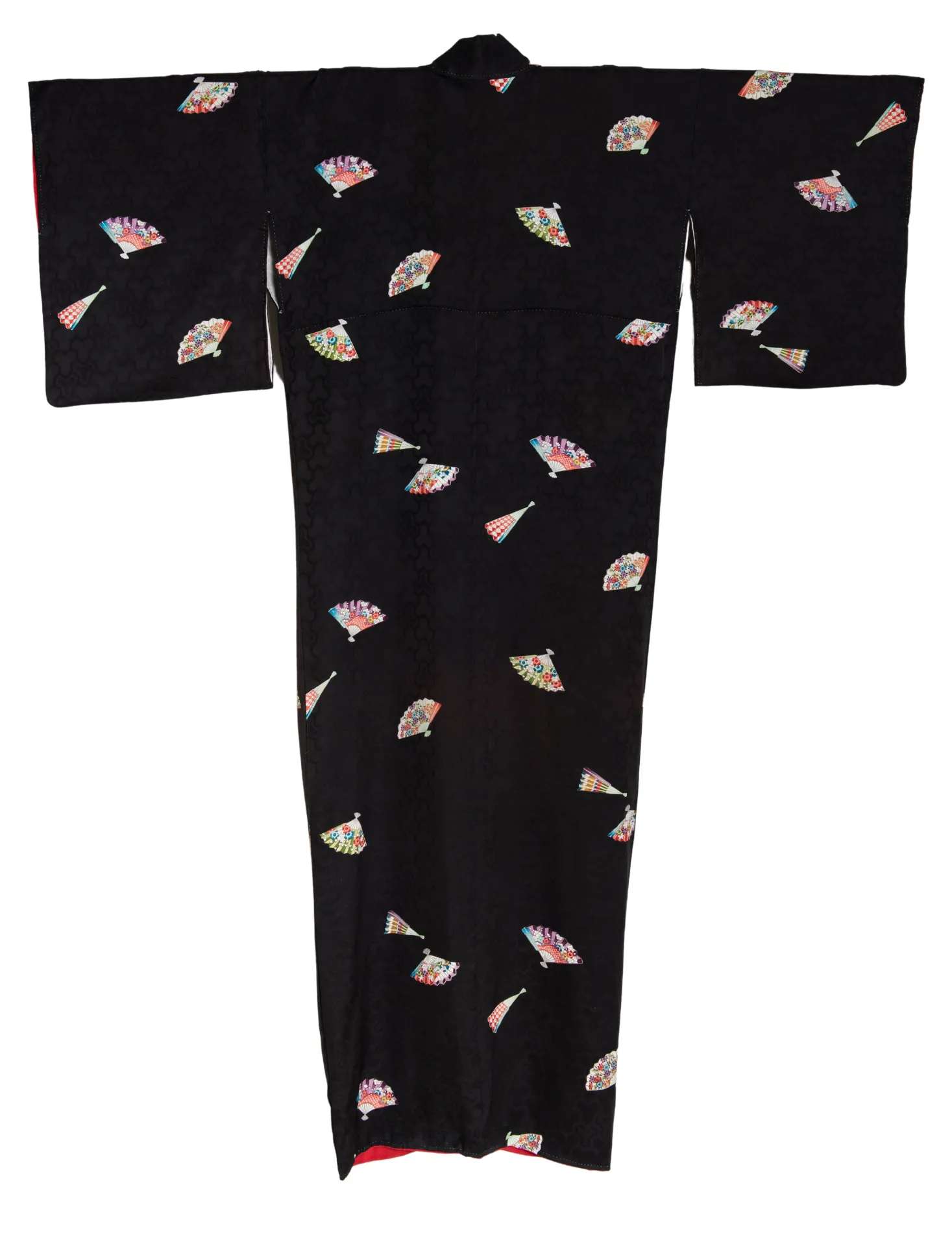 Japanese Fans Black Silk Kimono