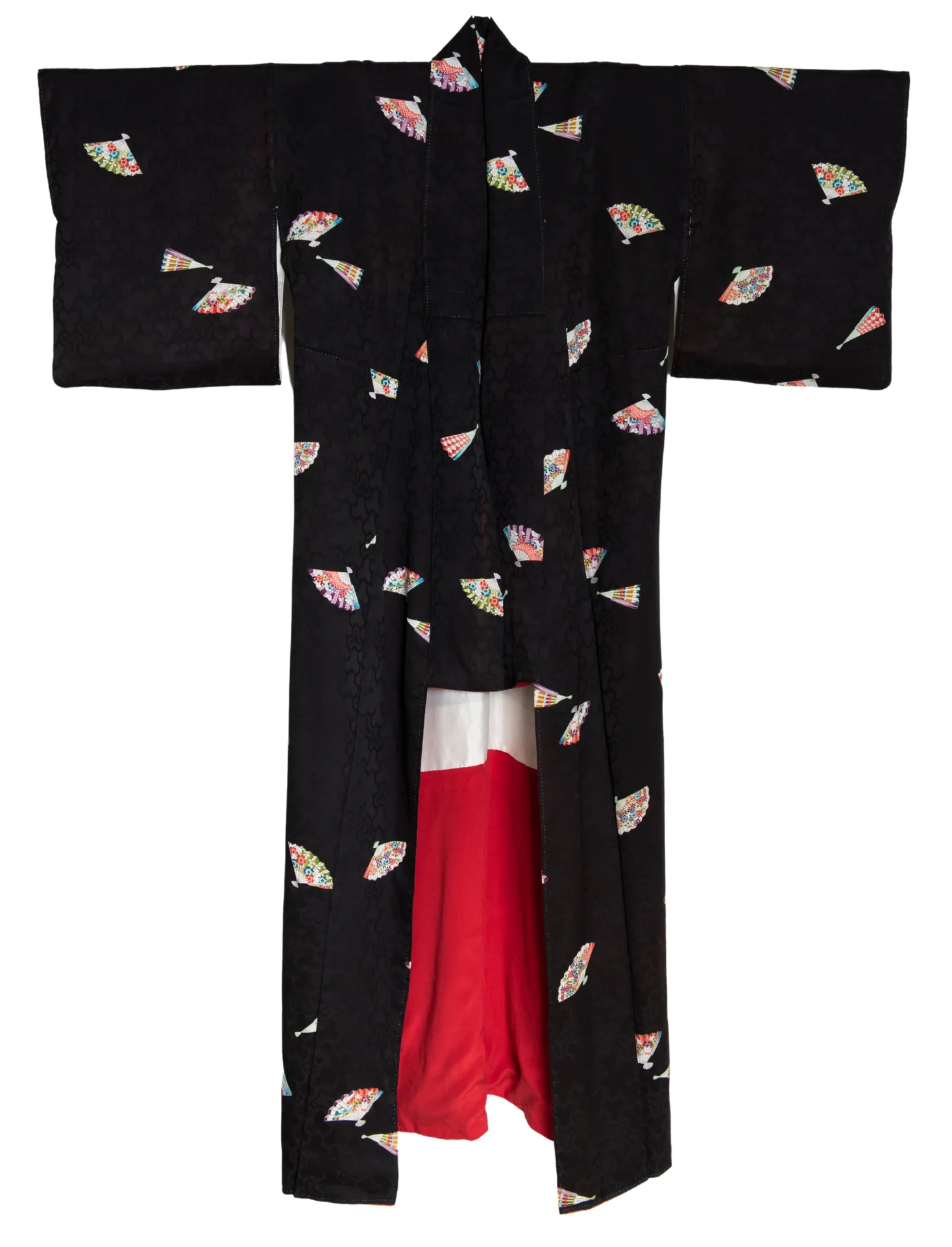 Japanese Fans Black Silk Kimono