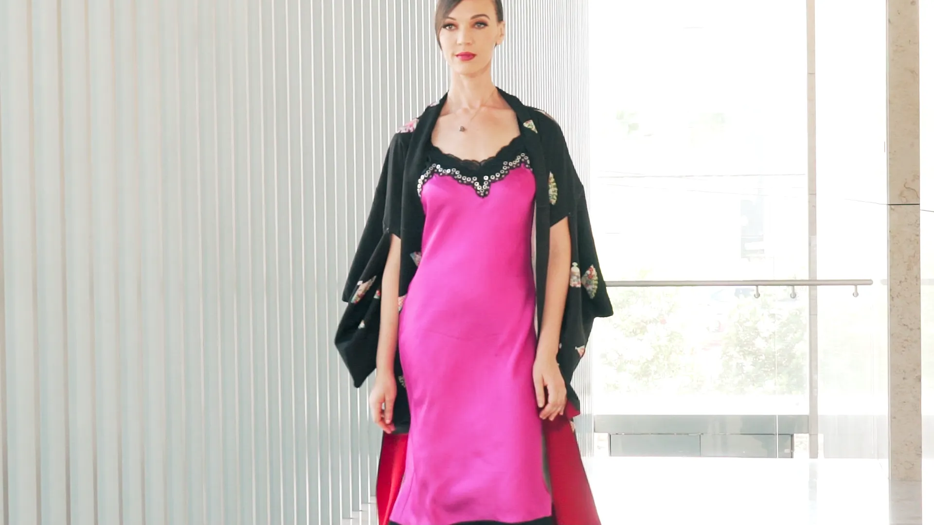 Japanese Fans Black Silk Kimono
