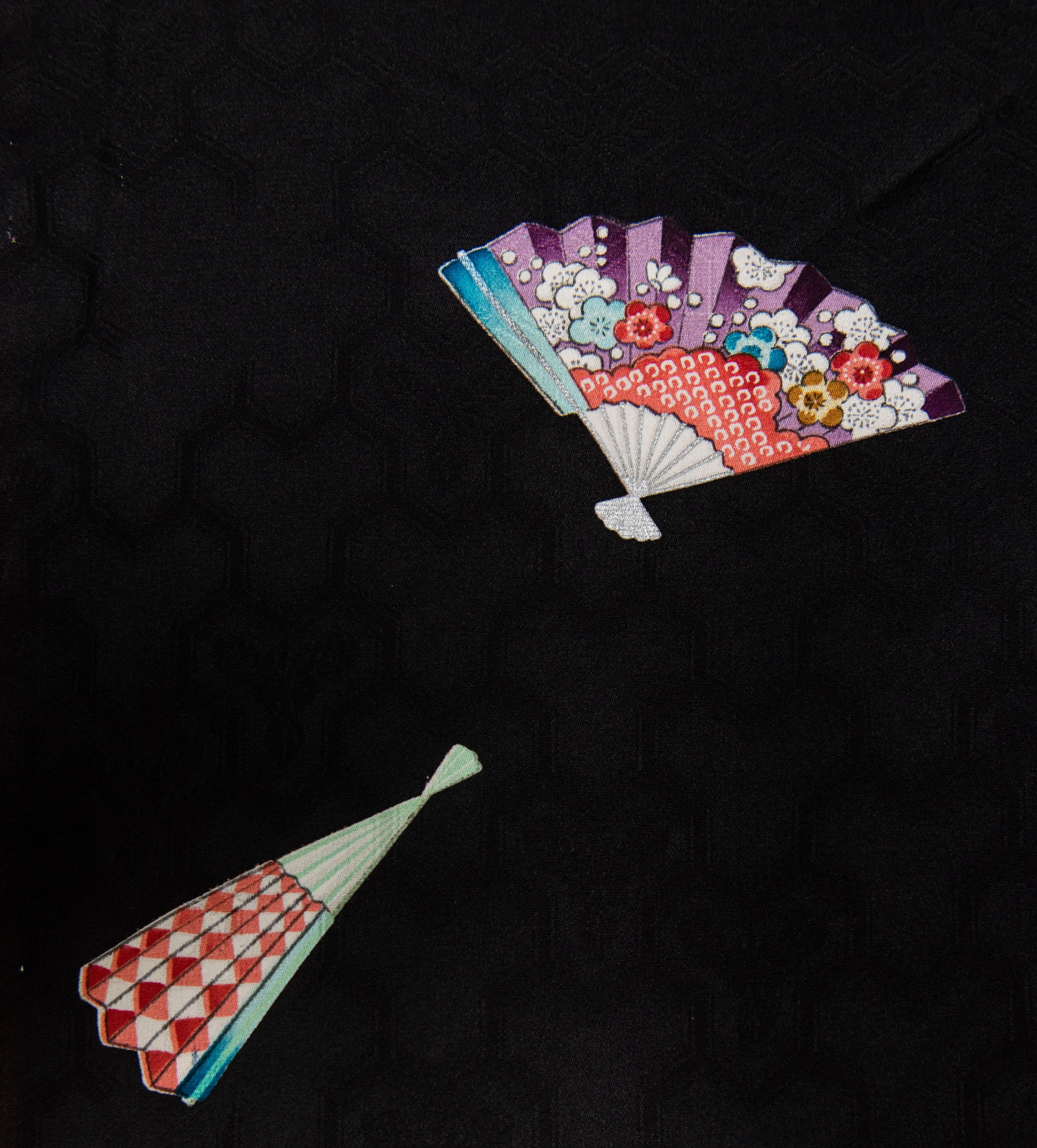 Japanese Fans Black Silk Kimono