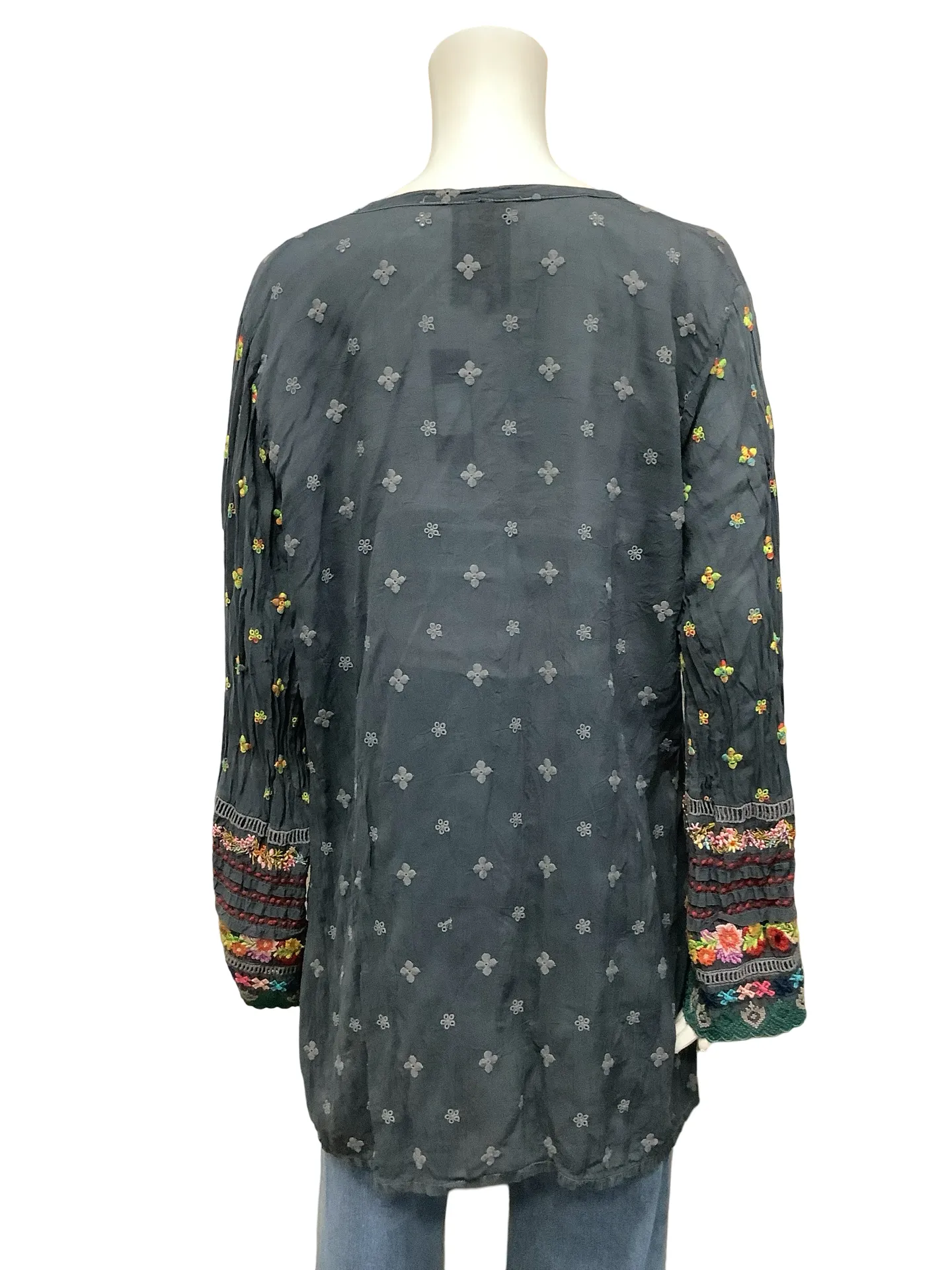 Johnny Was Silk Floral Print V Neck Tunic Size: XL
