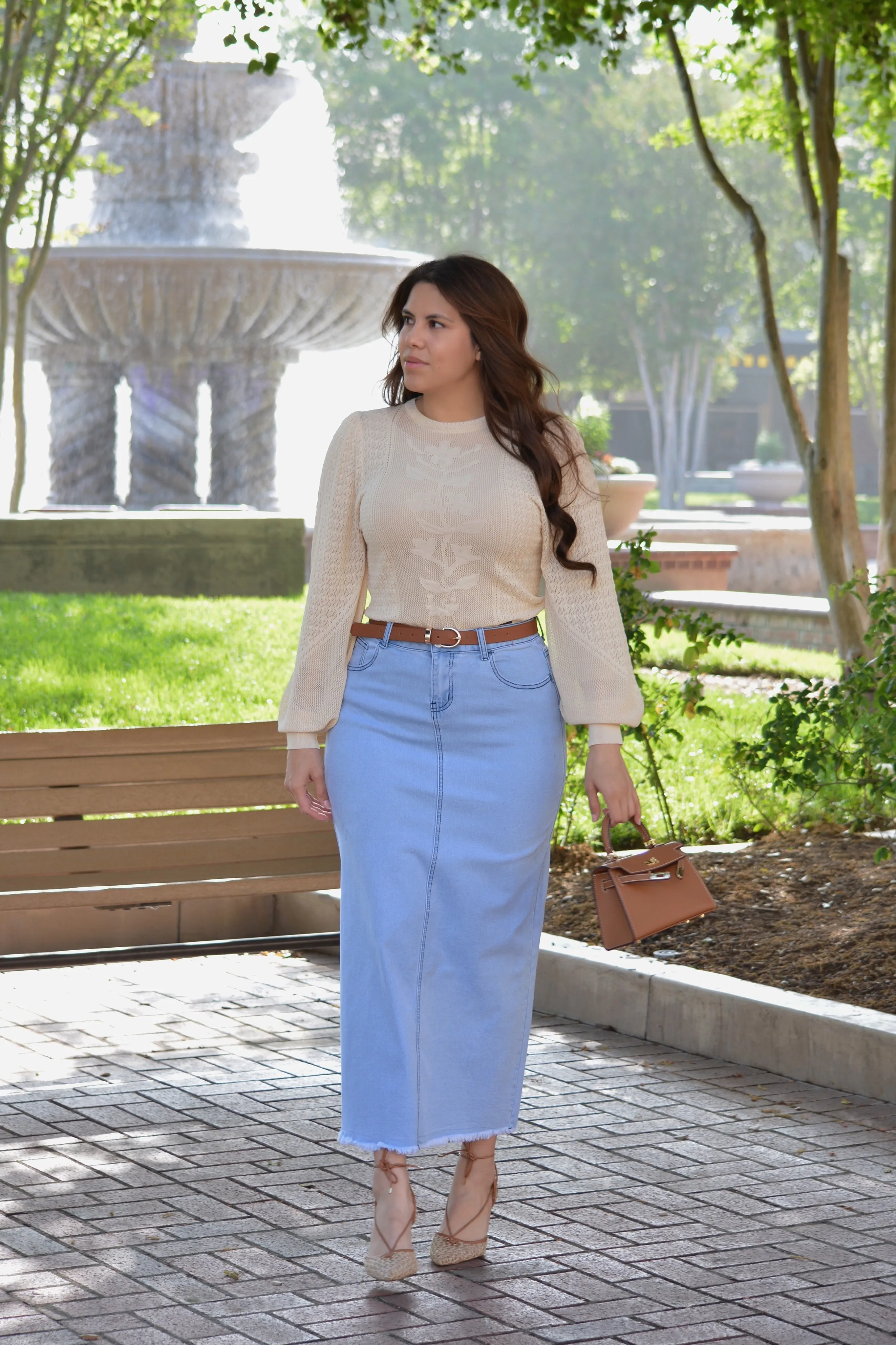 Karin Pointelle Ecru Knit Top
