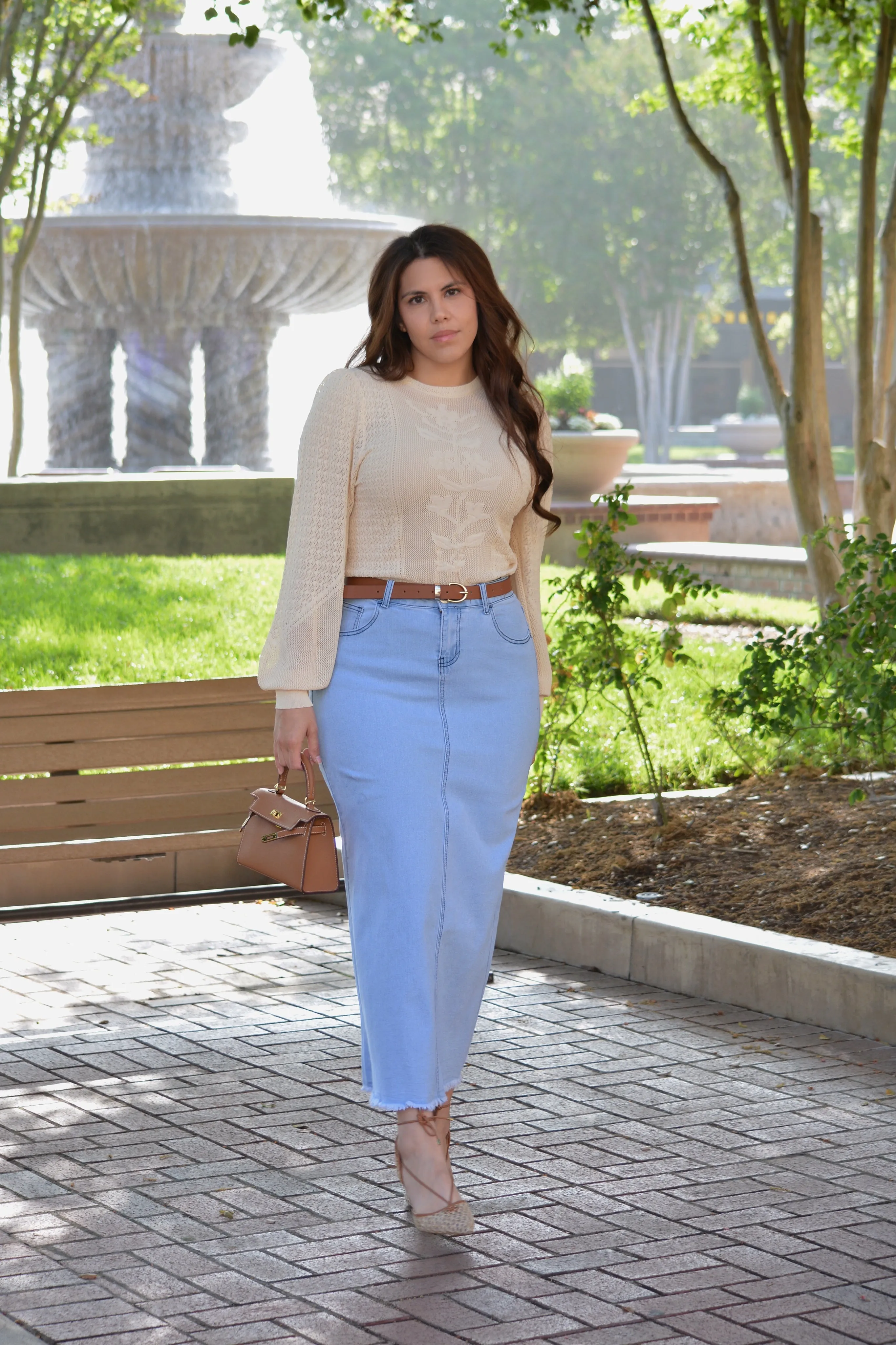 Karin Pointelle Ecru Knit Top