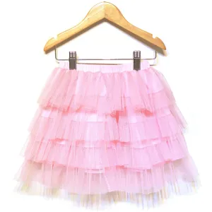 Khanomak Kids Girls Layered All Solid Ruffle Tutu Skirt