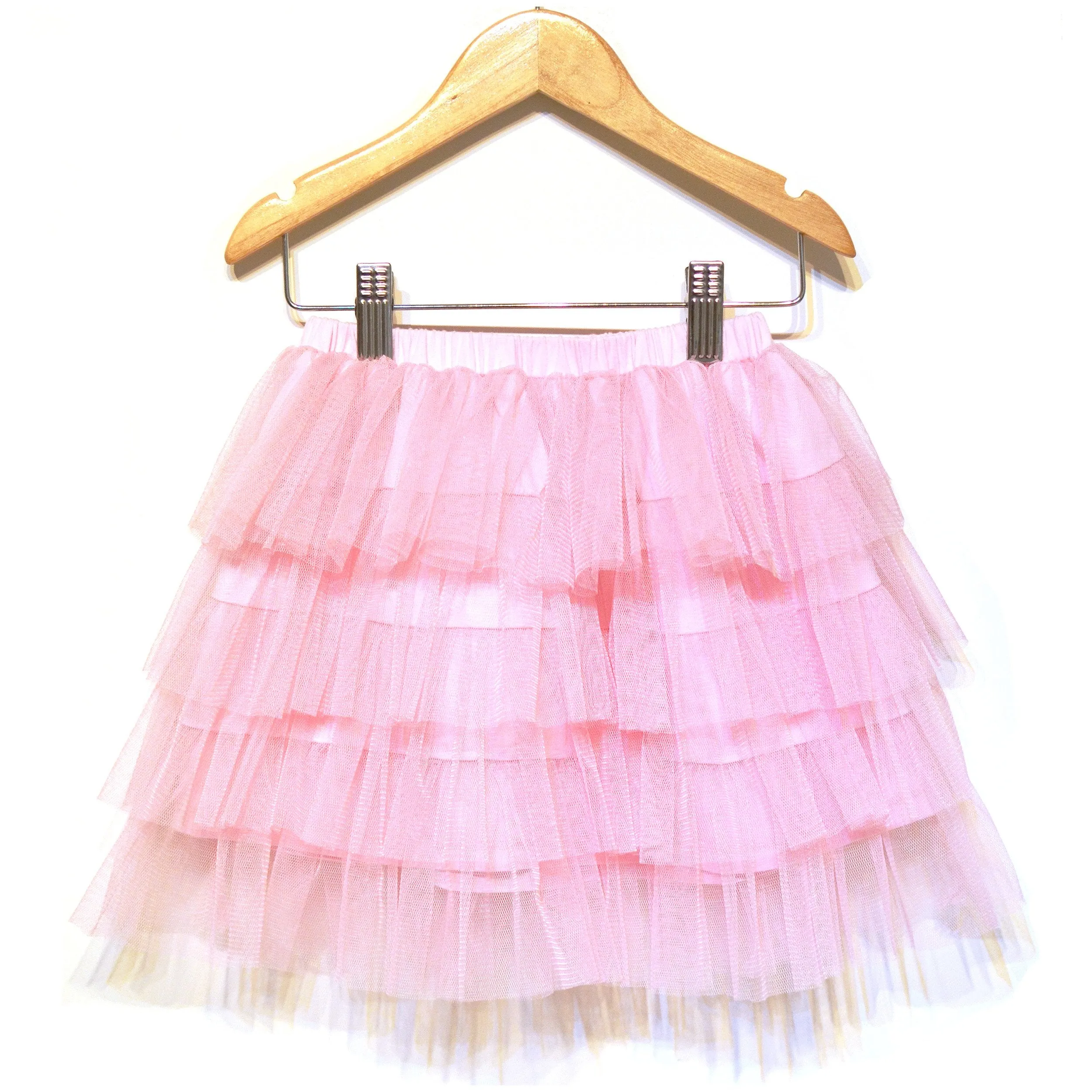 Khanomak Kids Girls Layered All Solid Ruffle Tutu Skirt