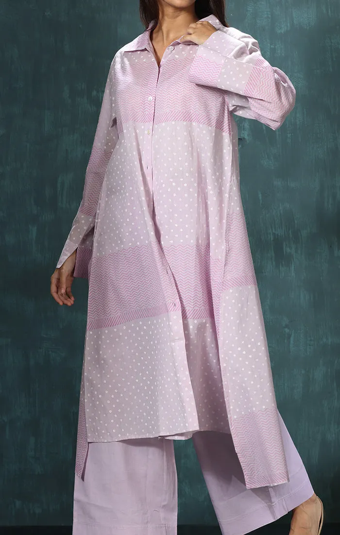 Lavender Shirt Dress /Long Tunic with back slit