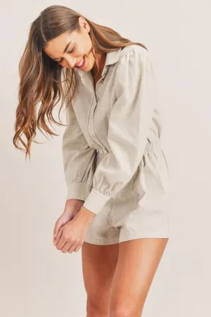 Linen Long Sleeve Romper