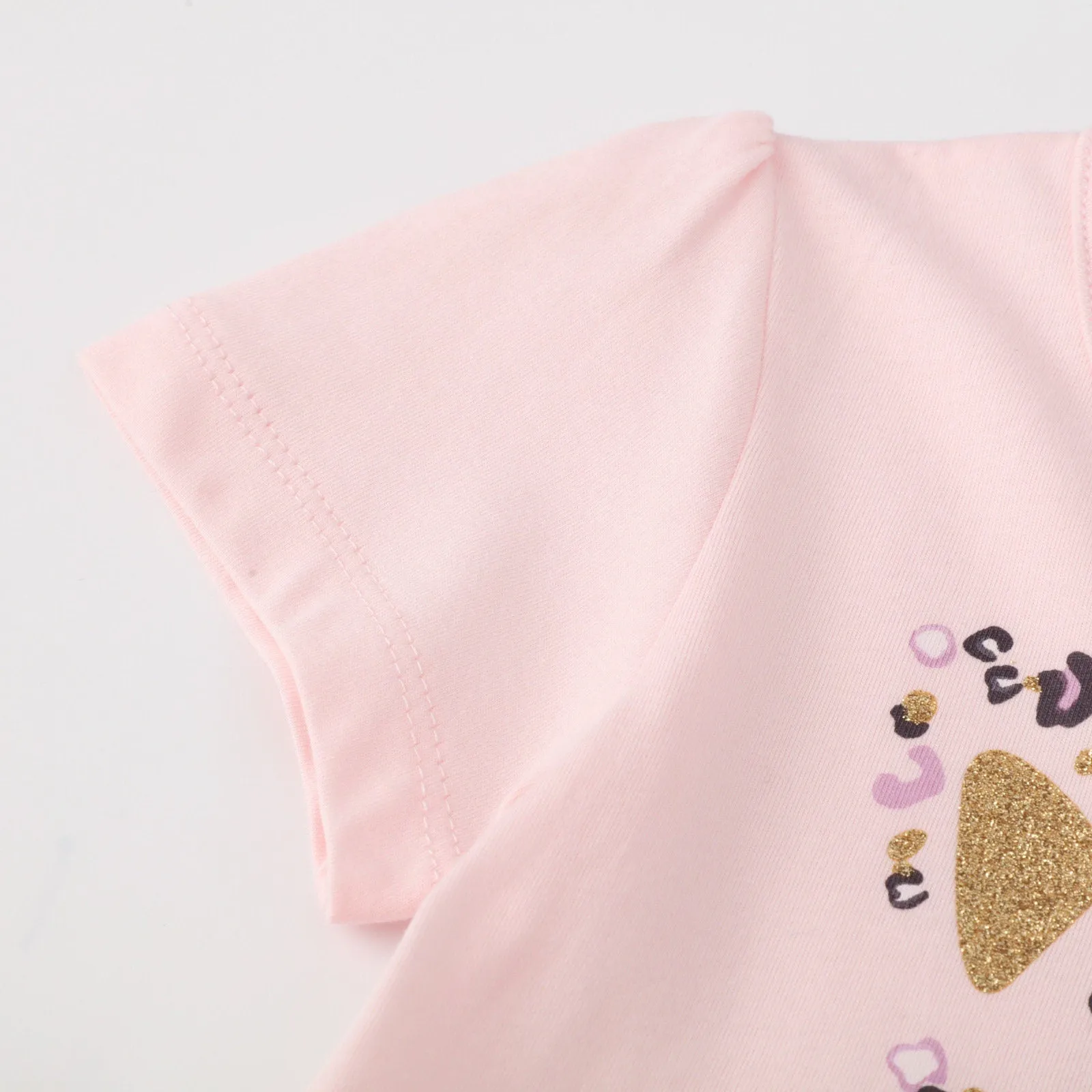 Little Princess Cat Pattern Pink Short Sleeve Summer Dress