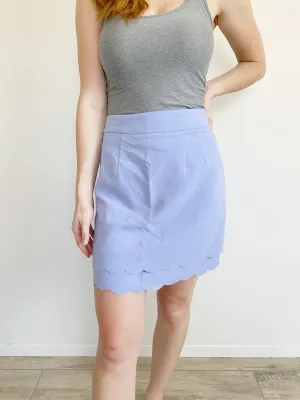 LOFT Periwinkle Scallop Layered Skirt 6