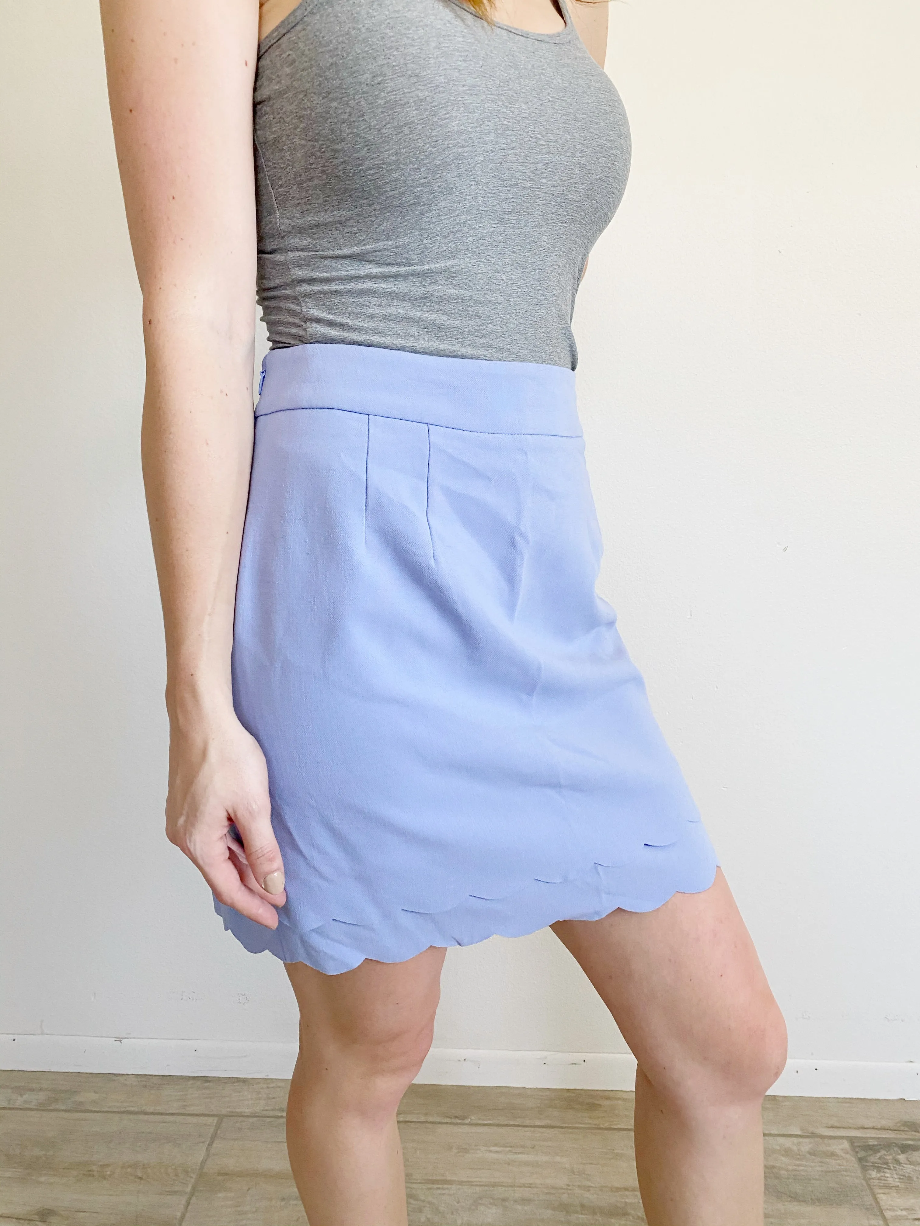LOFT Periwinkle Scallop Layered Skirt 6