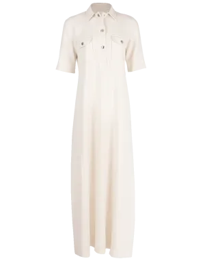 Long Collared Elbow Sleeve Shirt Dress
