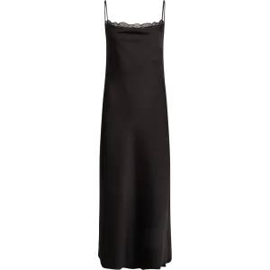 Lou Satin Slip Dress - Black