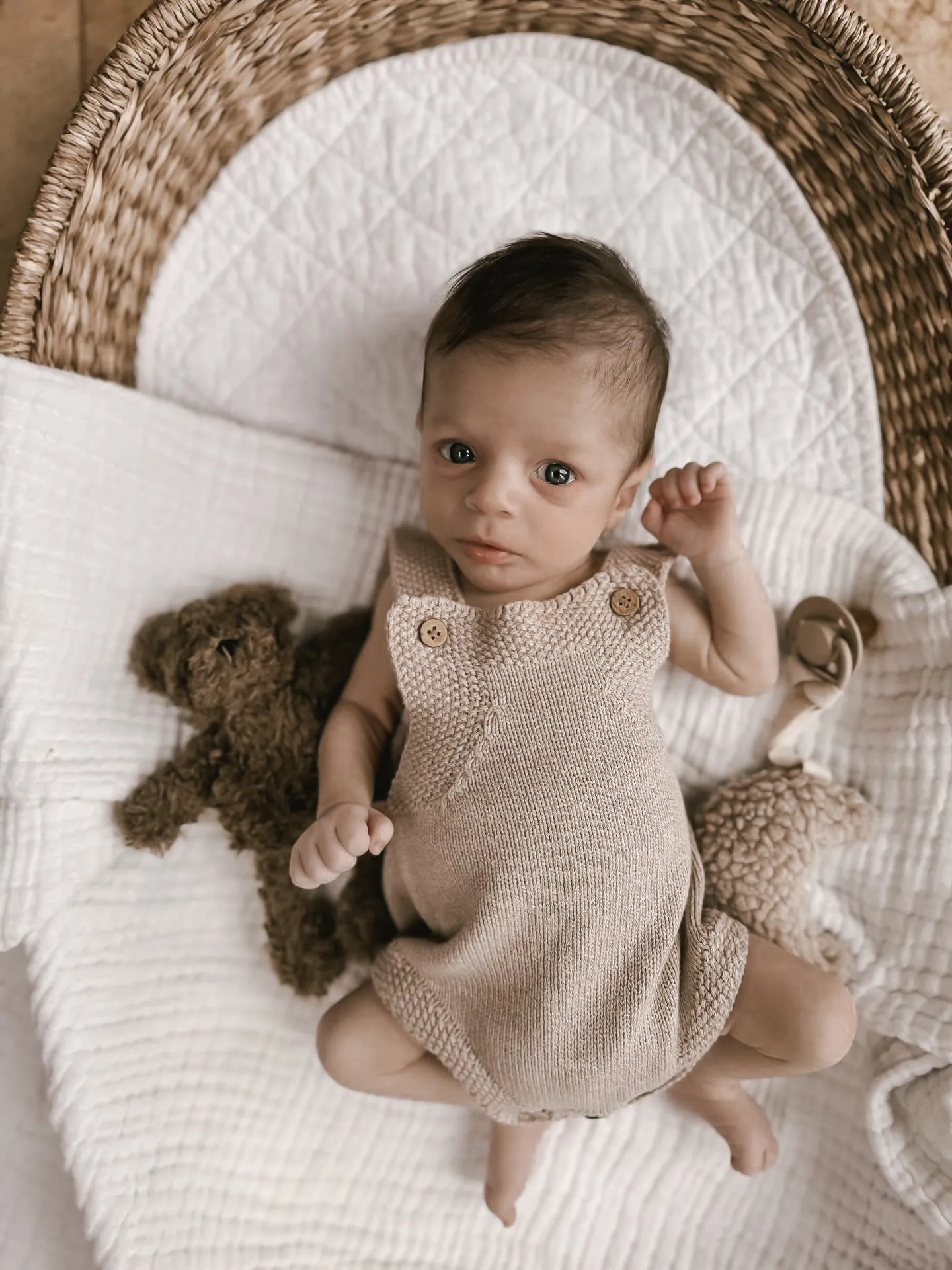 Luna   Luca Novelty Knit Romper - Heather Beige