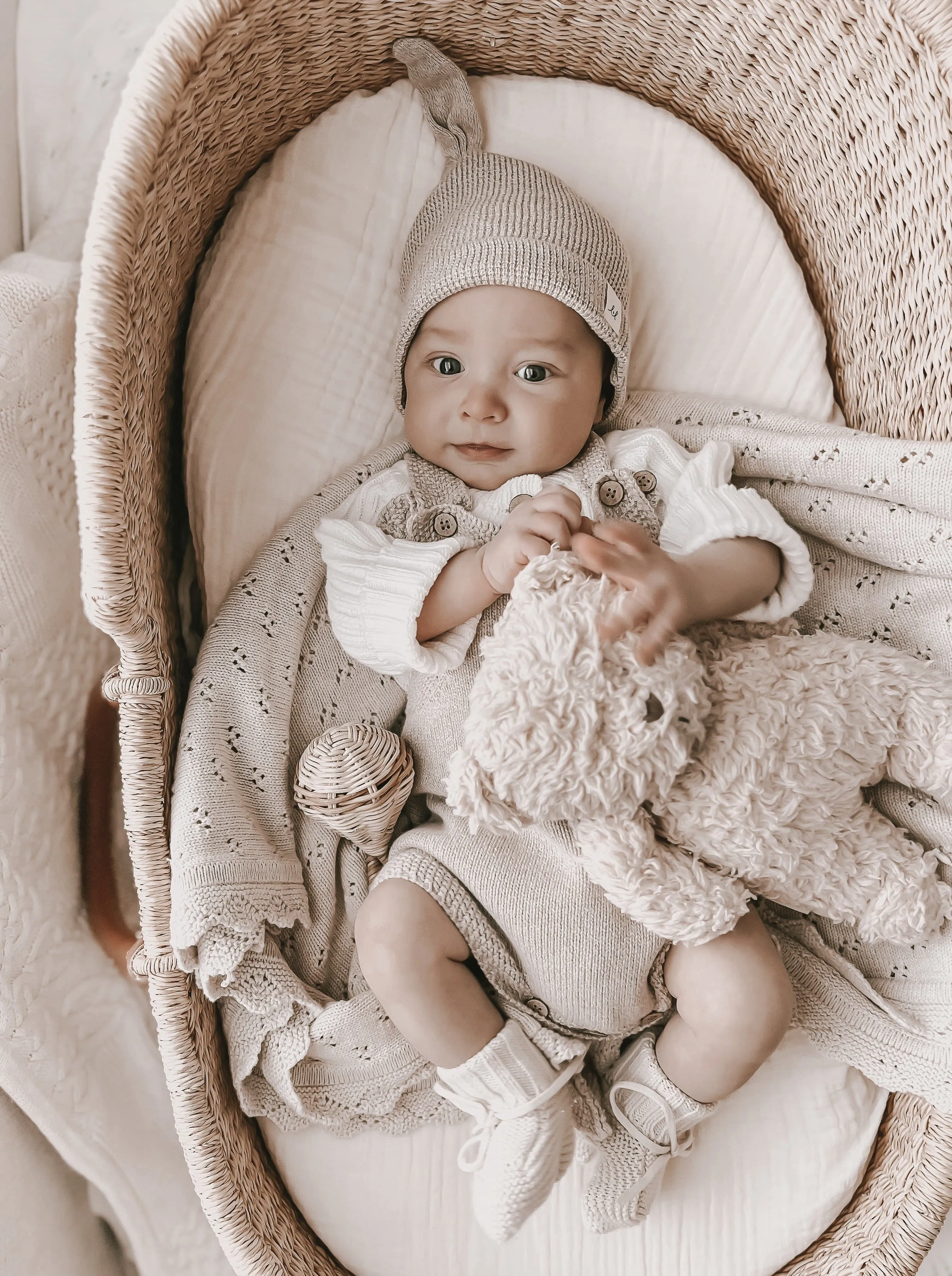 Luna   Luca Novelty Knit Romper - Heather Beige