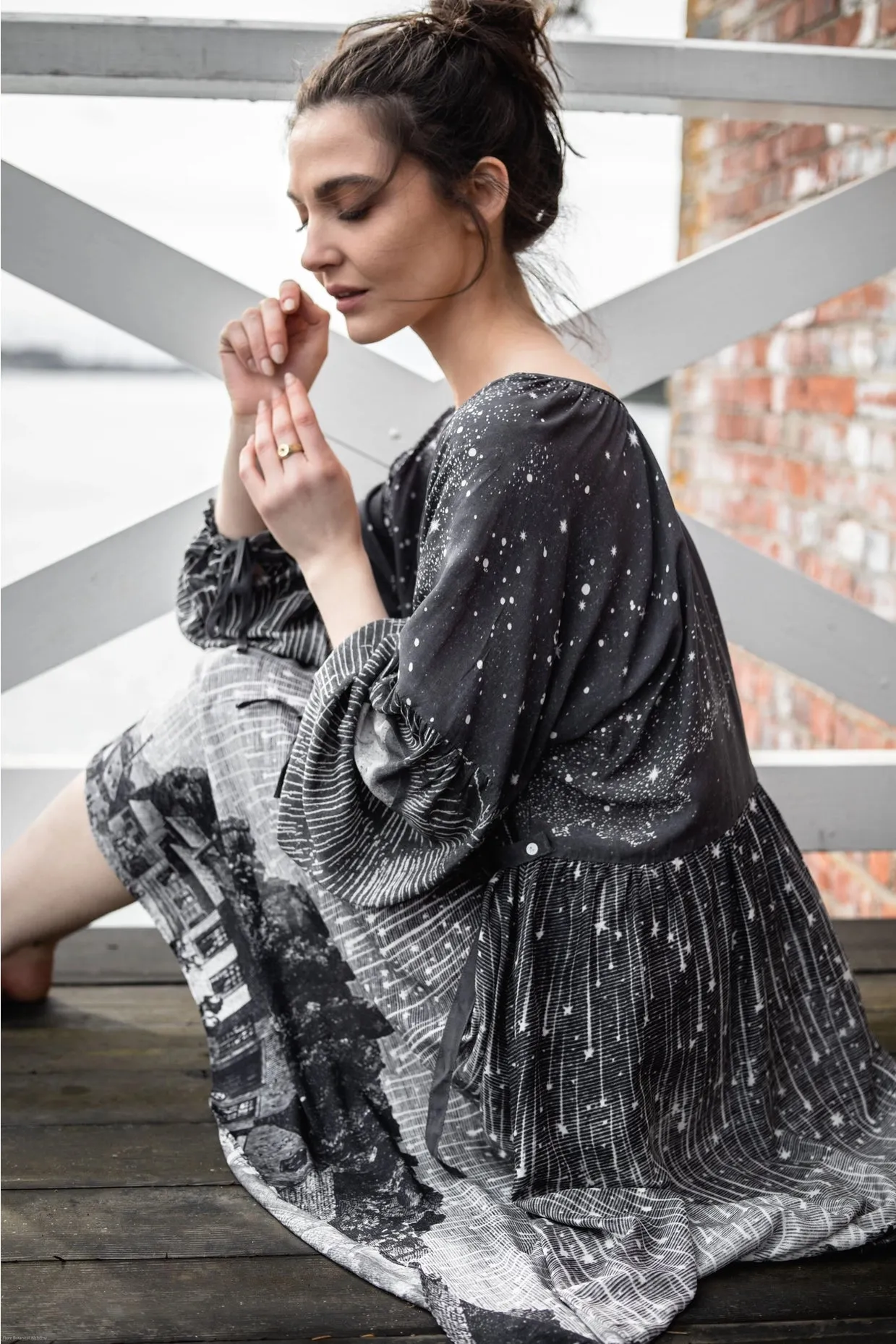 Market Of Stars Stargazer Reversible Printed Bamboo Layering Tunic Dress