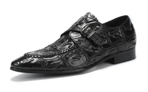 Men's Alligator Buckle Slip On Leather Loafers