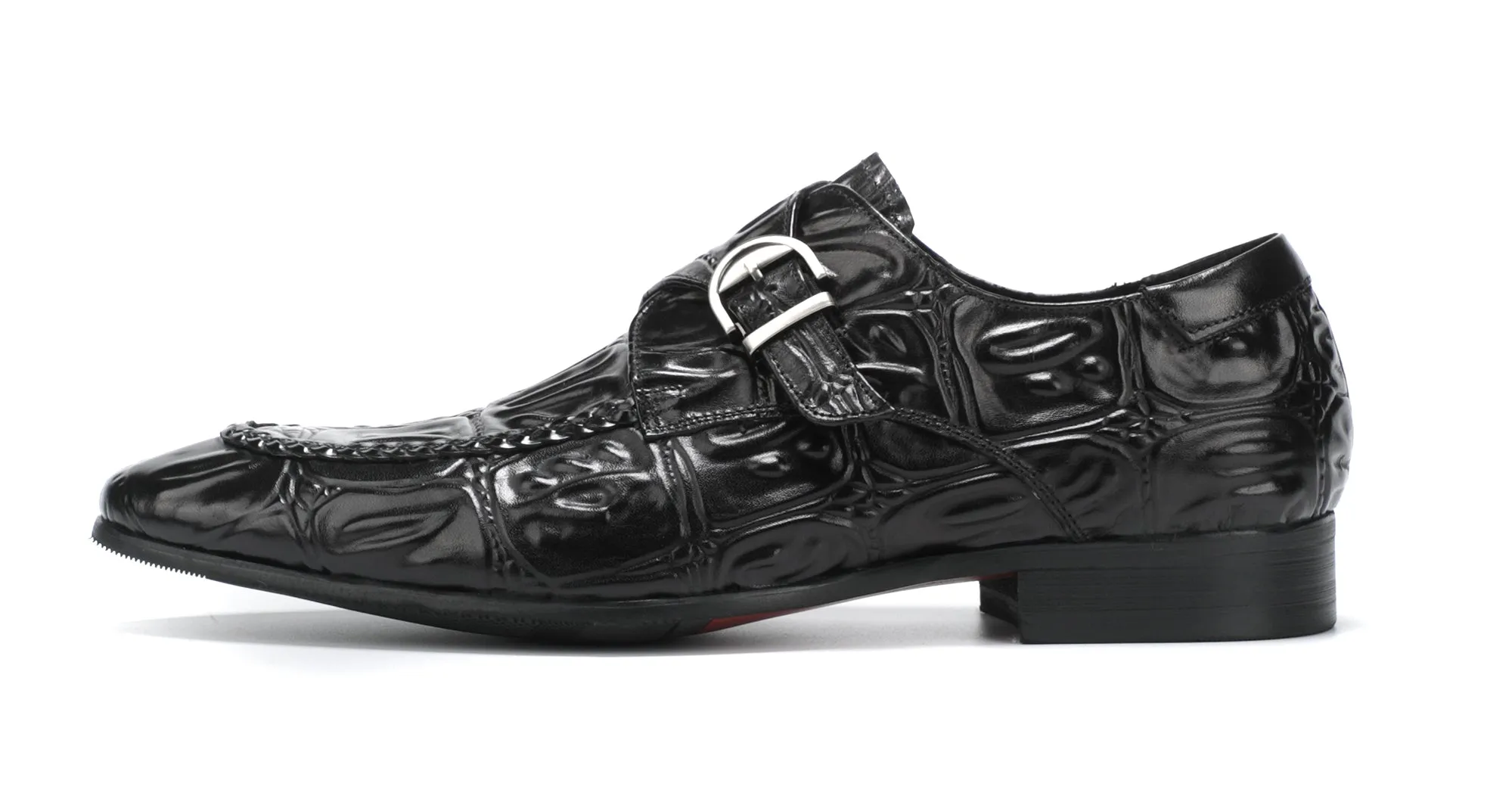 Men's Alligator Buckle Slip On Leather Loafers