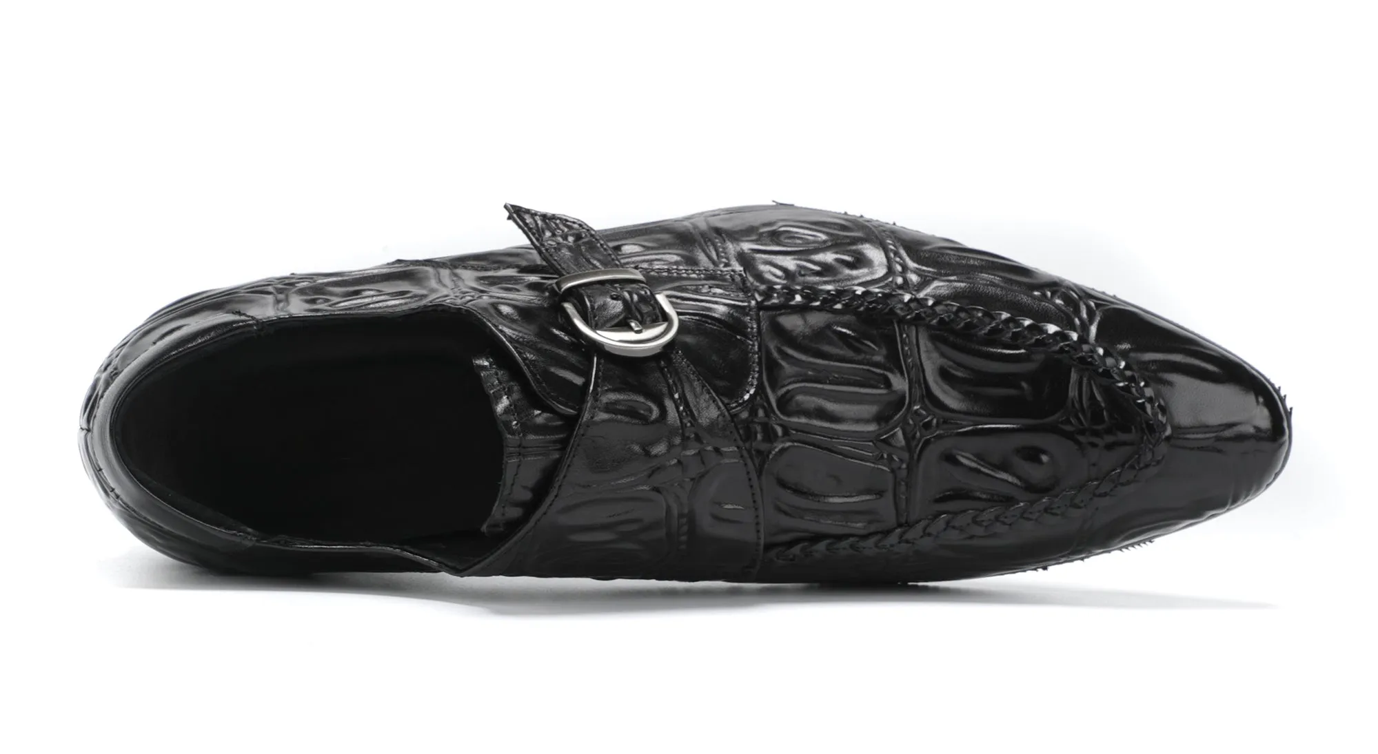 Men's Alligator Buckle Slip On Leather Loafers