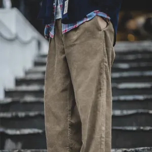 Mens Corduroy Pants Marden Tooling Vintage Corduroy Trousers Amekaji Oversize Autumn Leisure Straight-Leg Pants