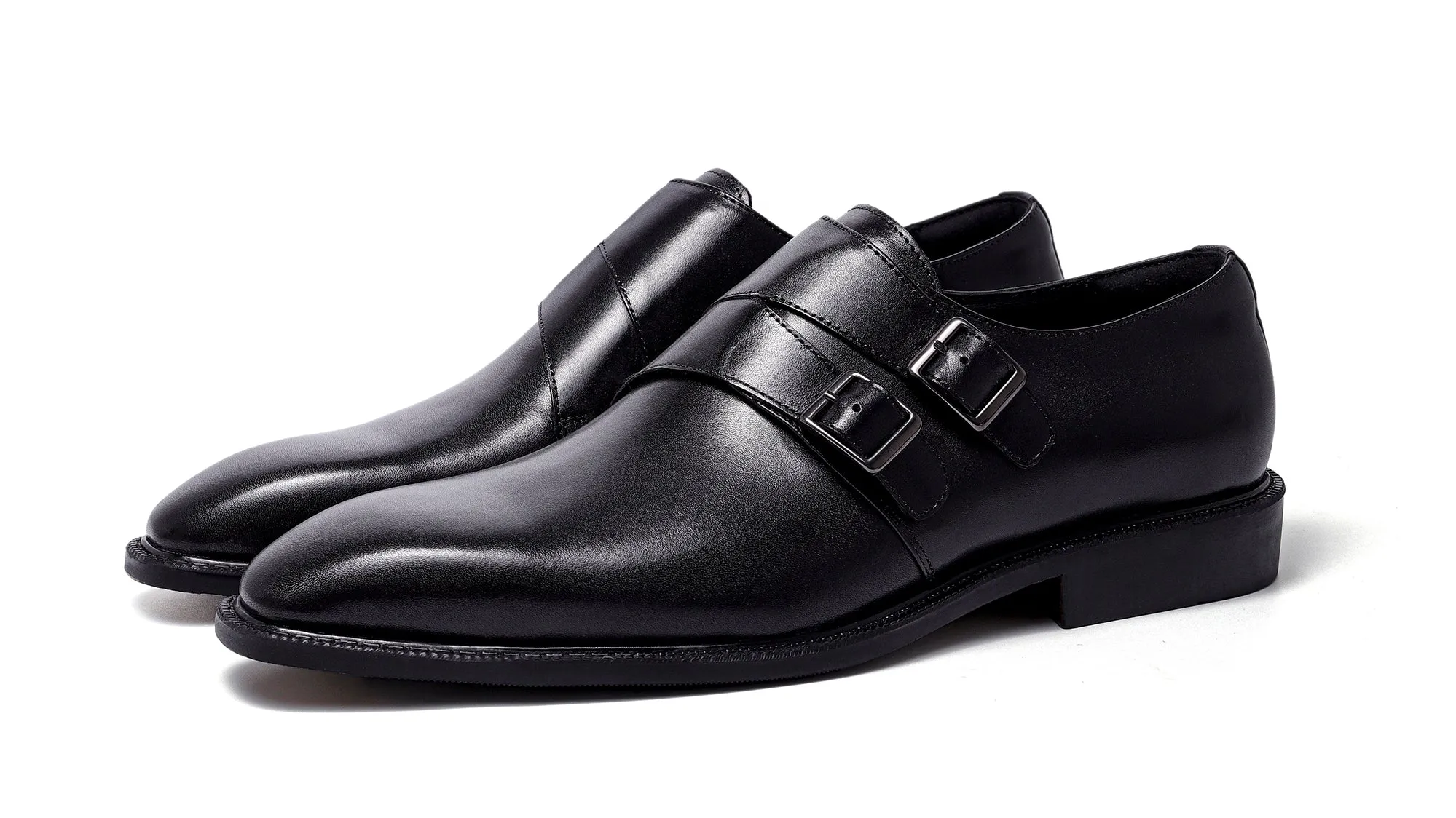 Men's Double Monk Strap Leather Loafers
