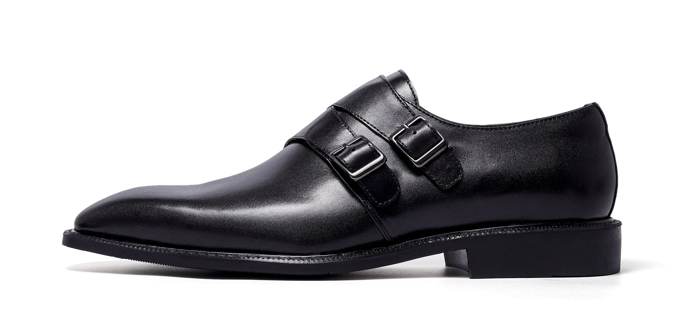 Men's Double Monk Strap Leather Loafers