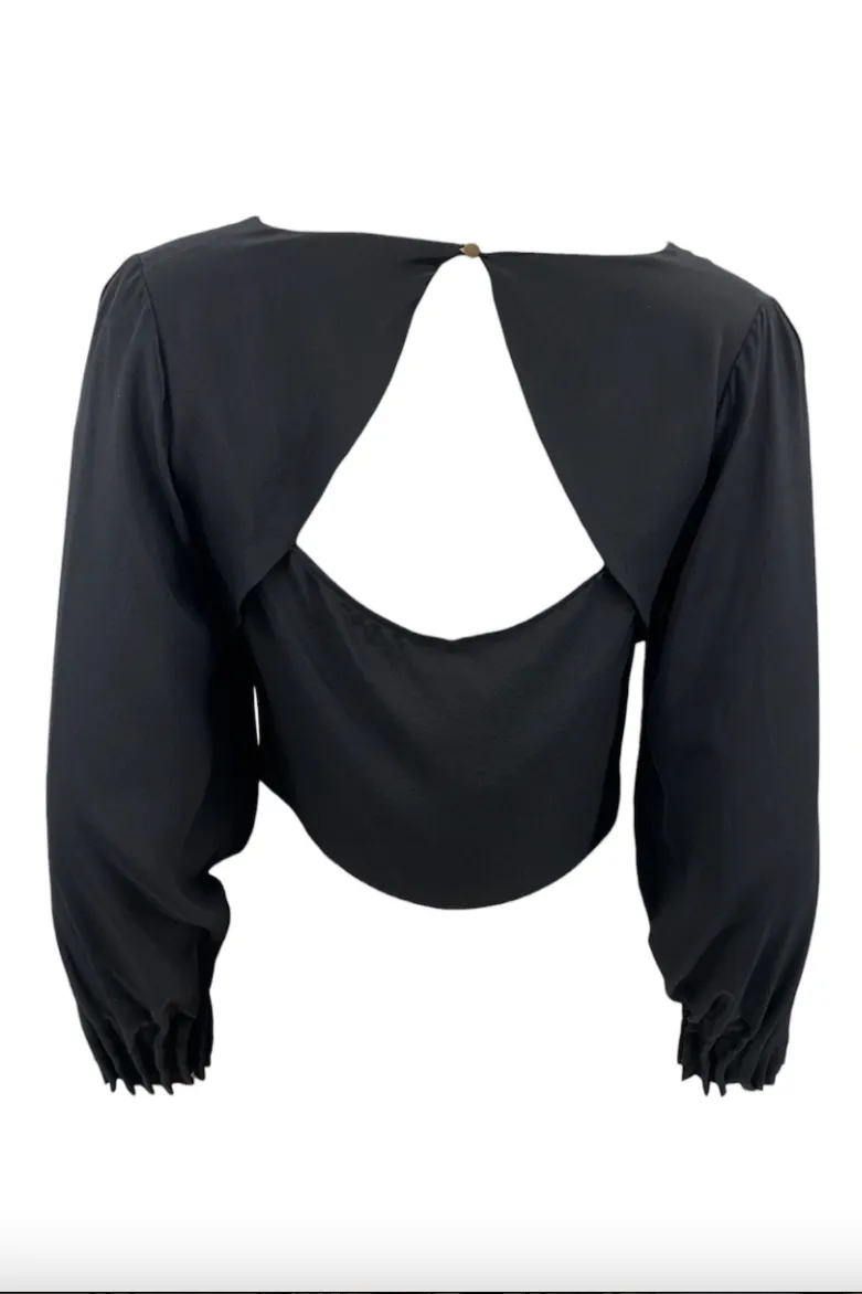 Monzlapur - Silk Cropped Top: Black