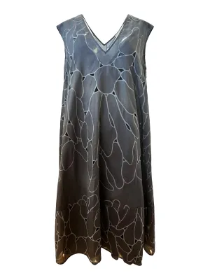 Navy Cotton Devore Loose Dress - last one size 42