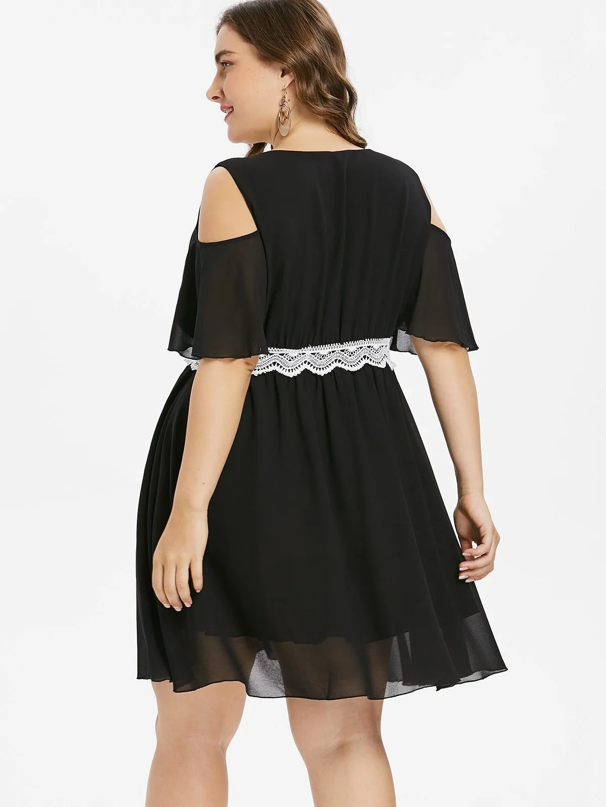 Neck Cold Shoulder Dress