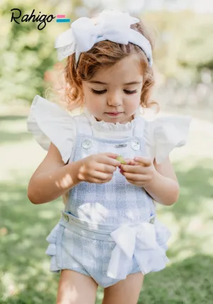 New In Rahigo Girls Blue & White Romper - Pre Order