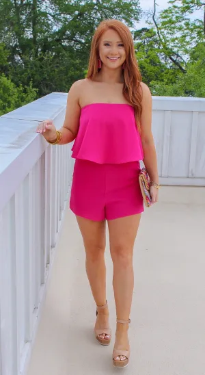 Noelle Fuchsia Strapless Romper