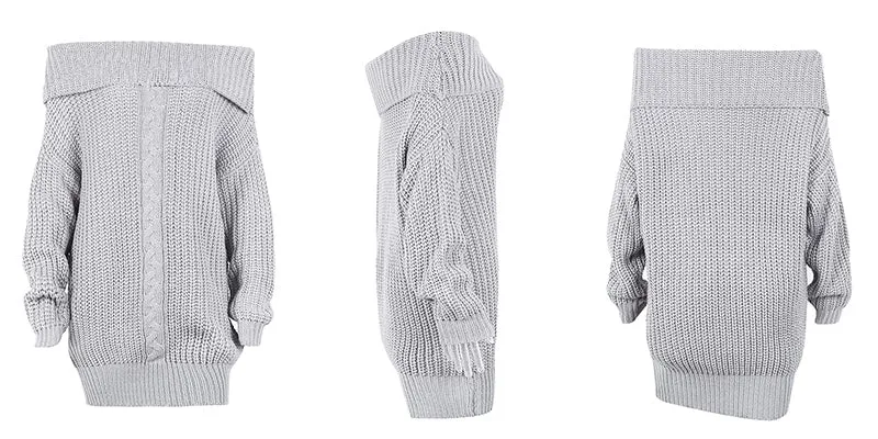 One-Shoulder Autumn/Winter Dress | Knitted Loose Jumper | Casual Pullover