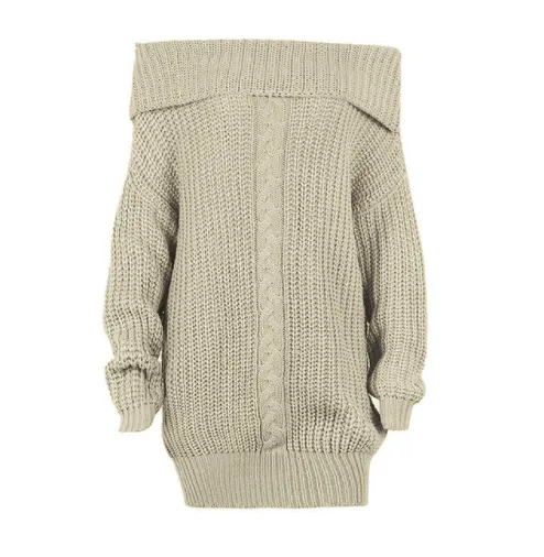 One-Shoulder Autumn/Winter Dress | Knitted Loose Jumper | Casual Pullover
