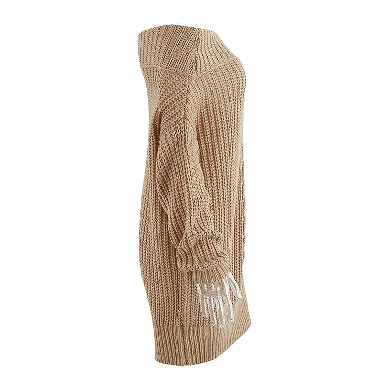 One-Shoulder Autumn/Winter Dress | Knitted Loose Jumper | Casual Pullover