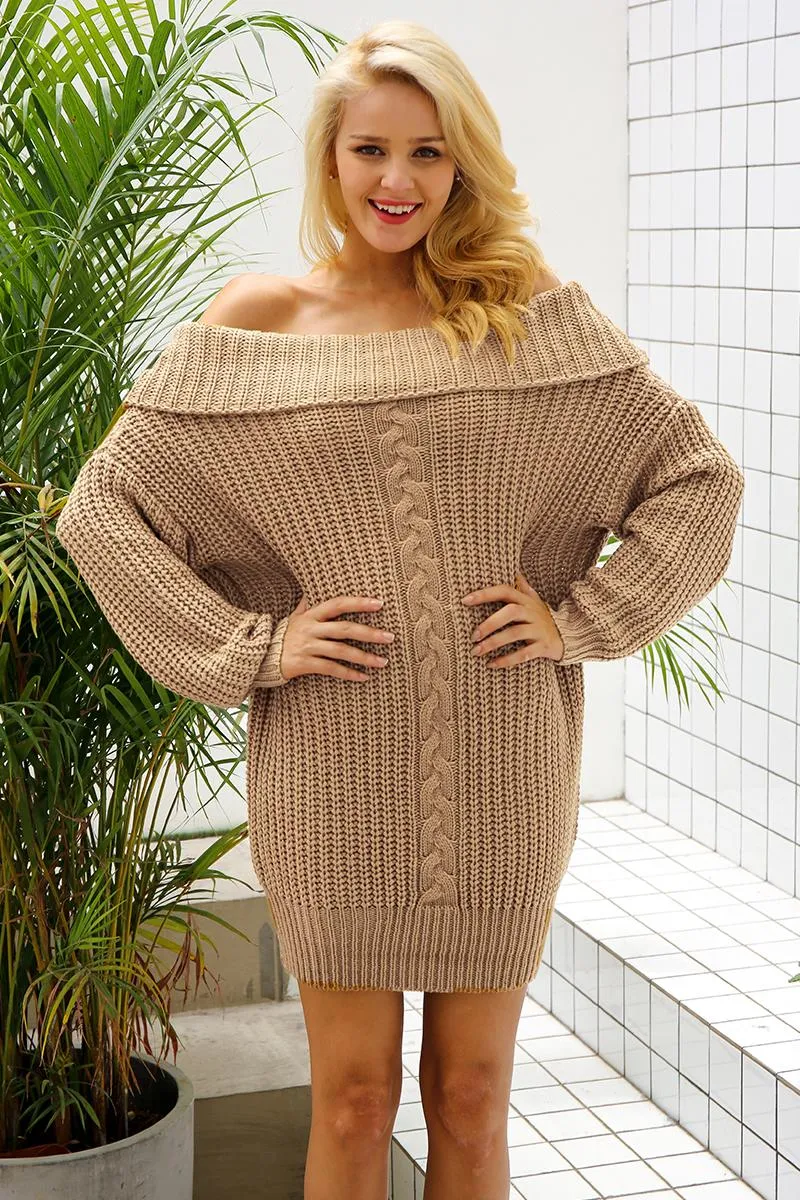 One-Shoulder Autumn/Winter Dress | Knitted Loose Jumper | Casual Pullover