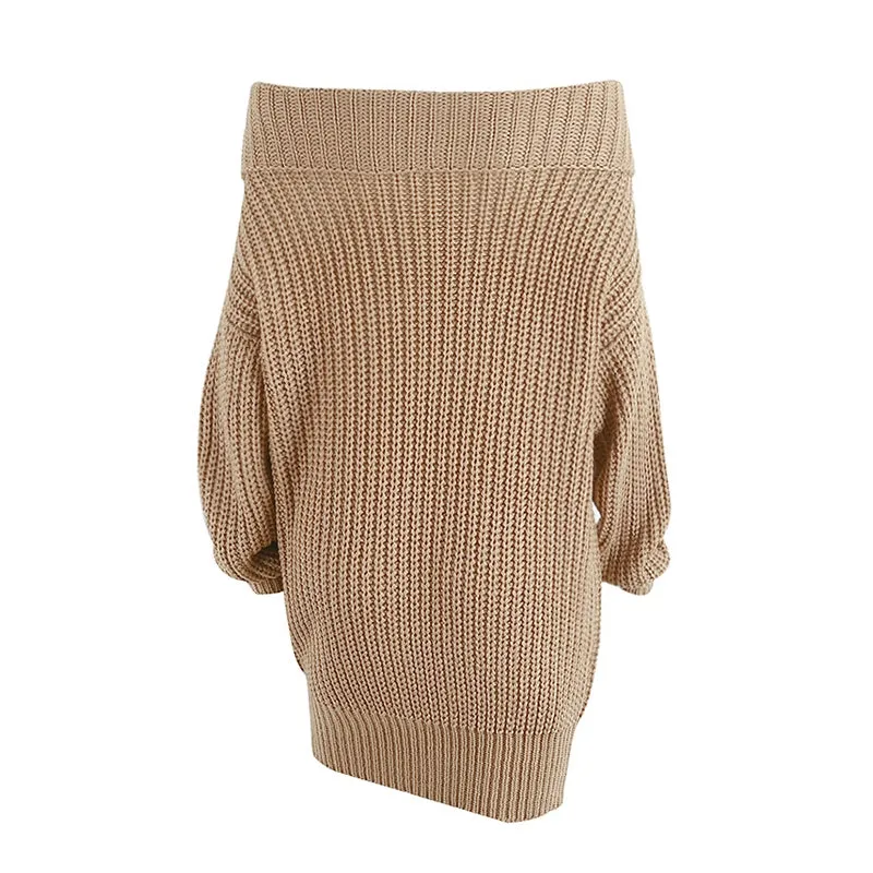 One-Shoulder Autumn/Winter Dress | Knitted Loose Jumper | Casual Pullover