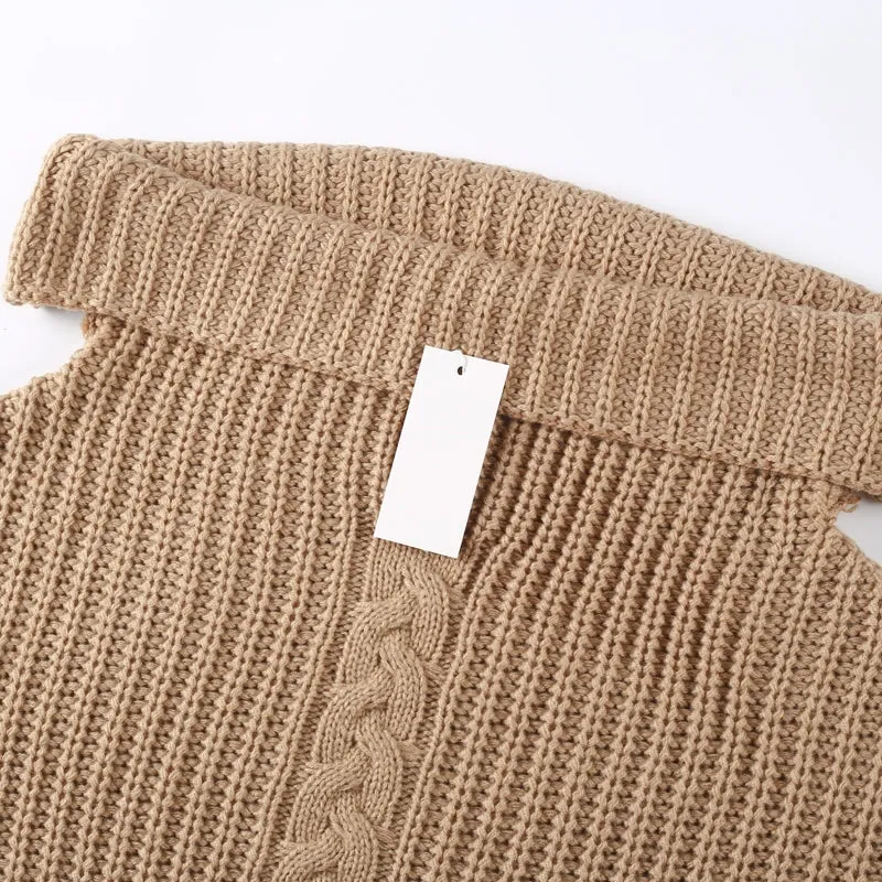 One-Shoulder Autumn/Winter Dress | Knitted Loose Jumper | Casual Pullover