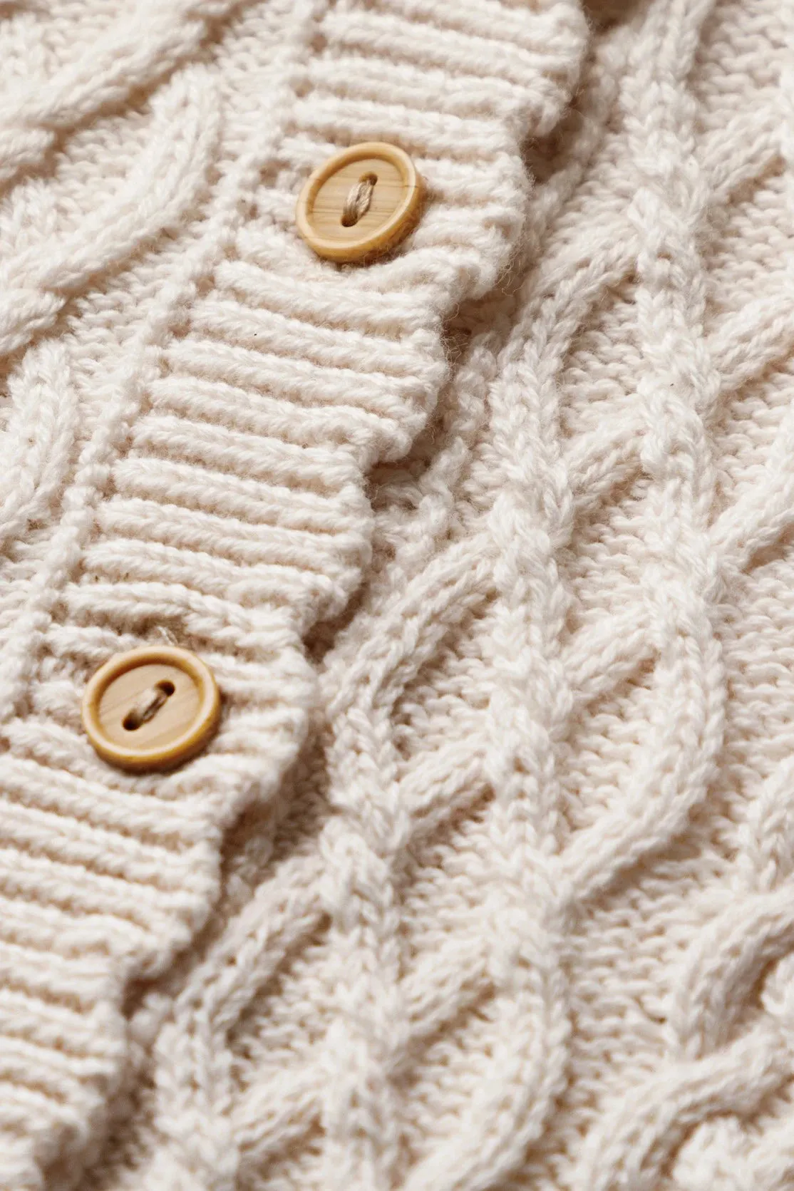 Organic Cotton Cable Knit Baby Romper - Oat
