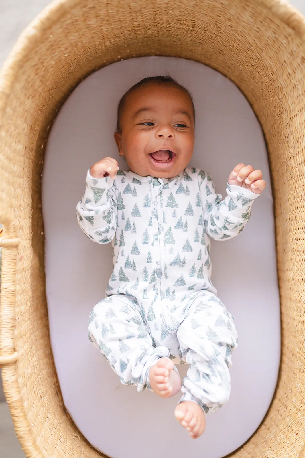 Organic Zip Romper in Tree Farm