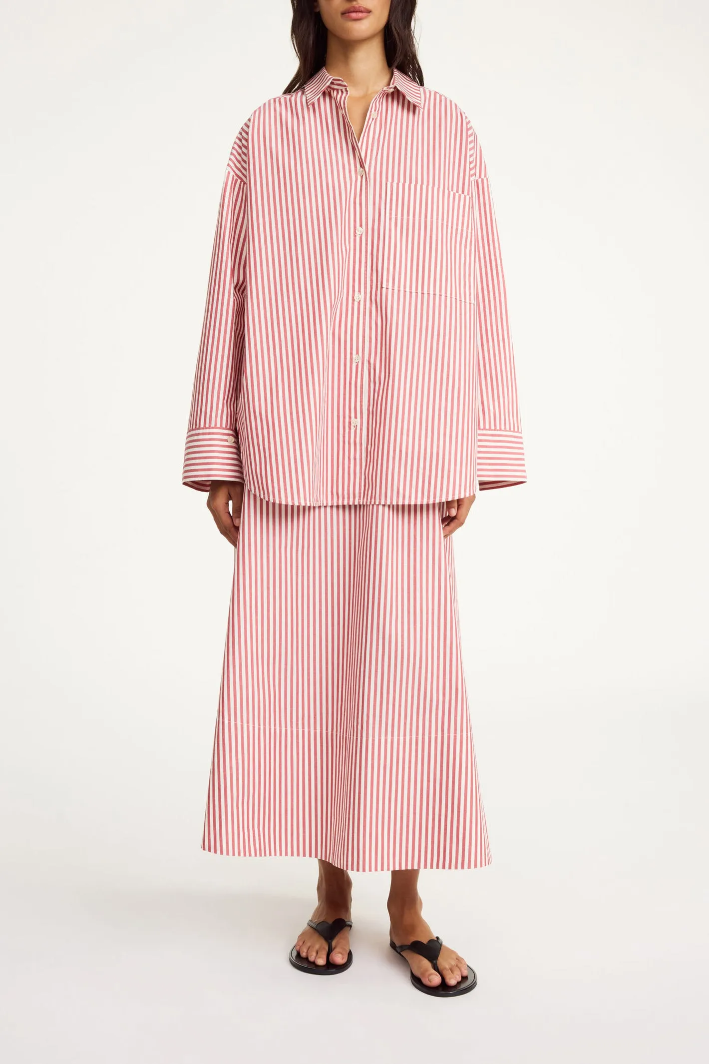 Pheobes Skirt in Red White Stripe