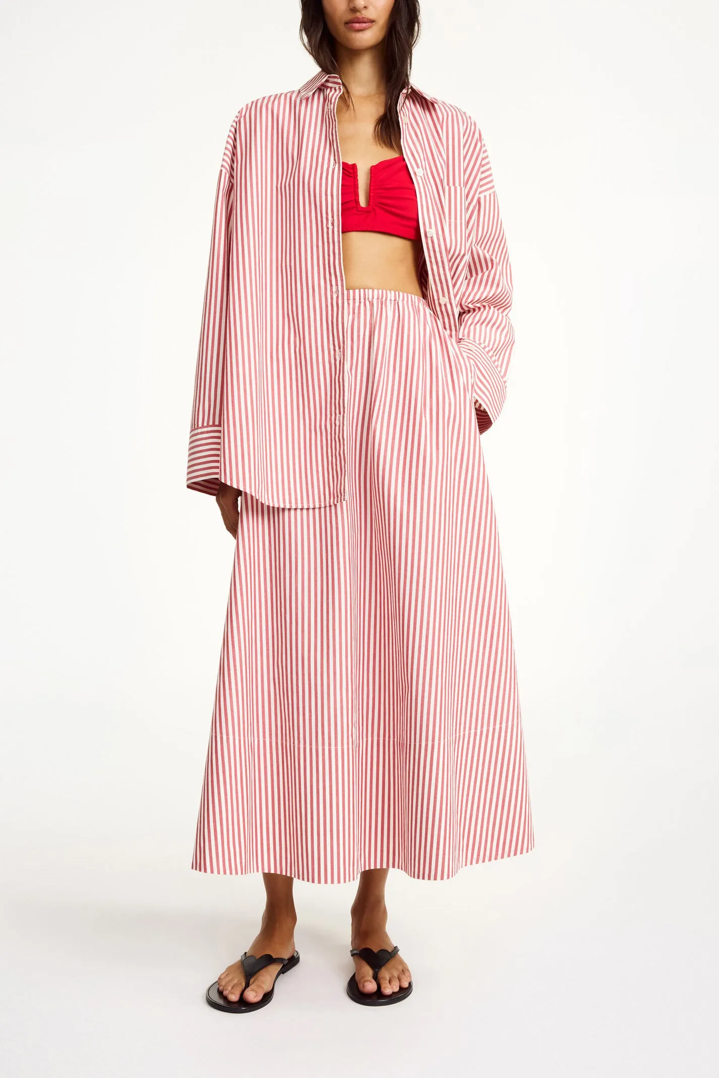 Pheobes Skirt in Red White Stripe