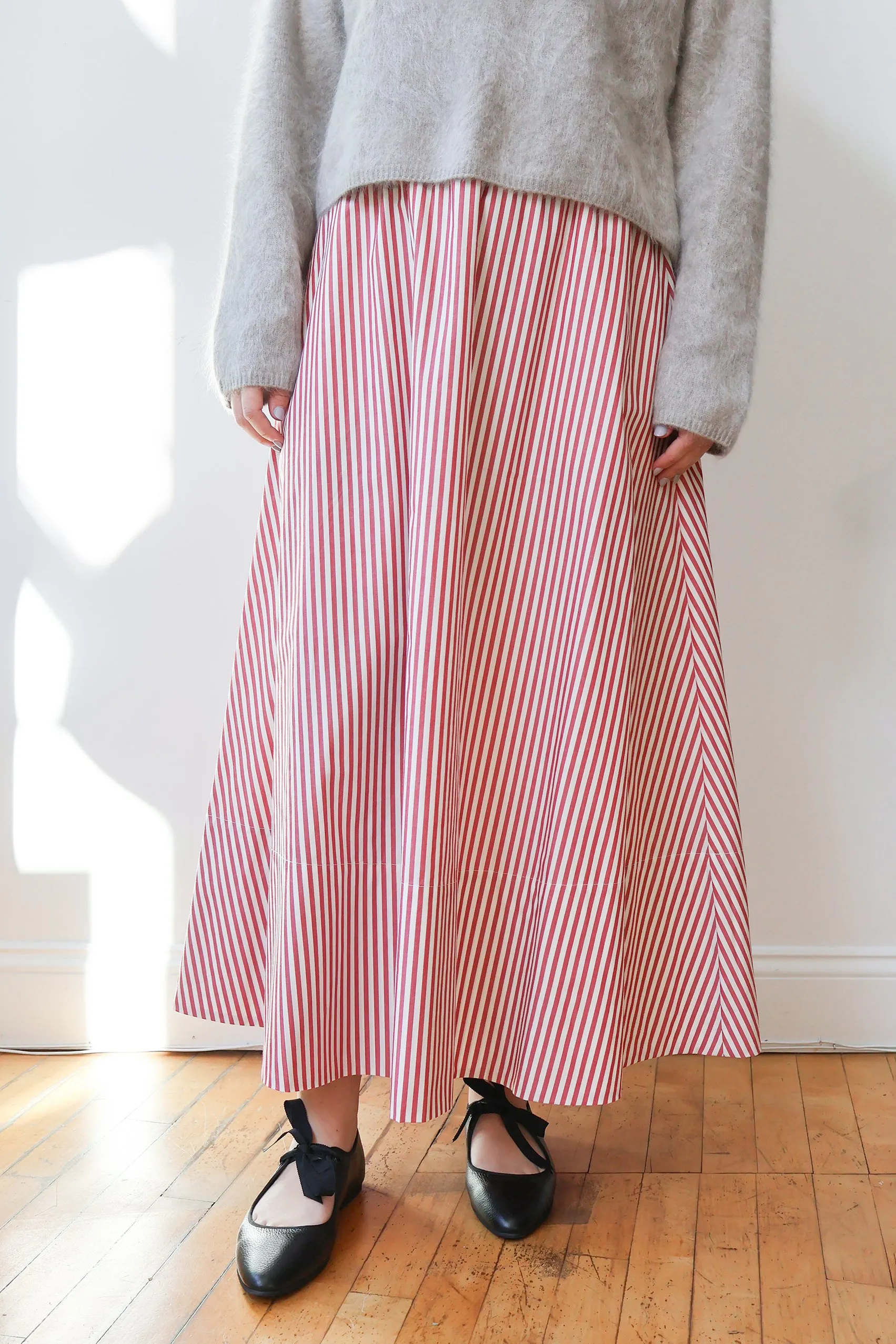 Pheobes Skirt in Red White Stripe