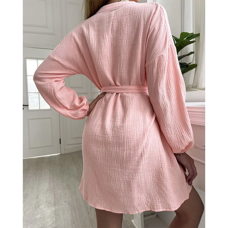 Pink Long Sleeve Mini Dress