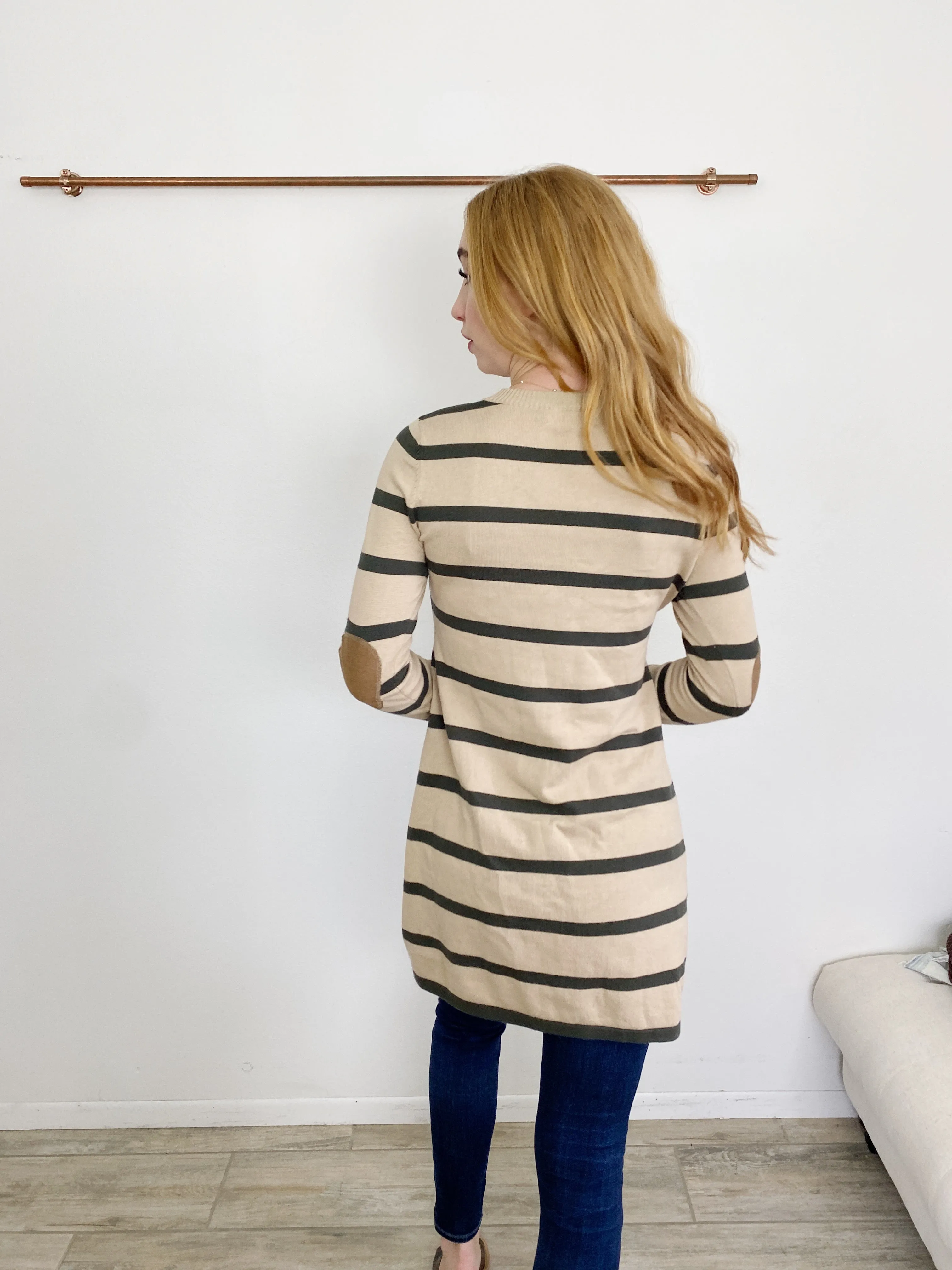 Pink Rose Striped Sweater Tunic Dress Large