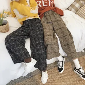 Plaid Wide Leg Pants