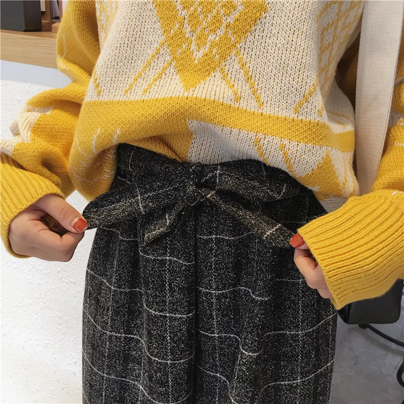 Plaid Wide Leg Pants