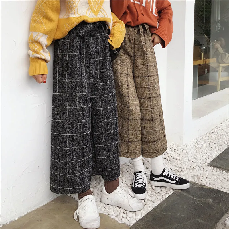 Plaid Wide Leg Pants