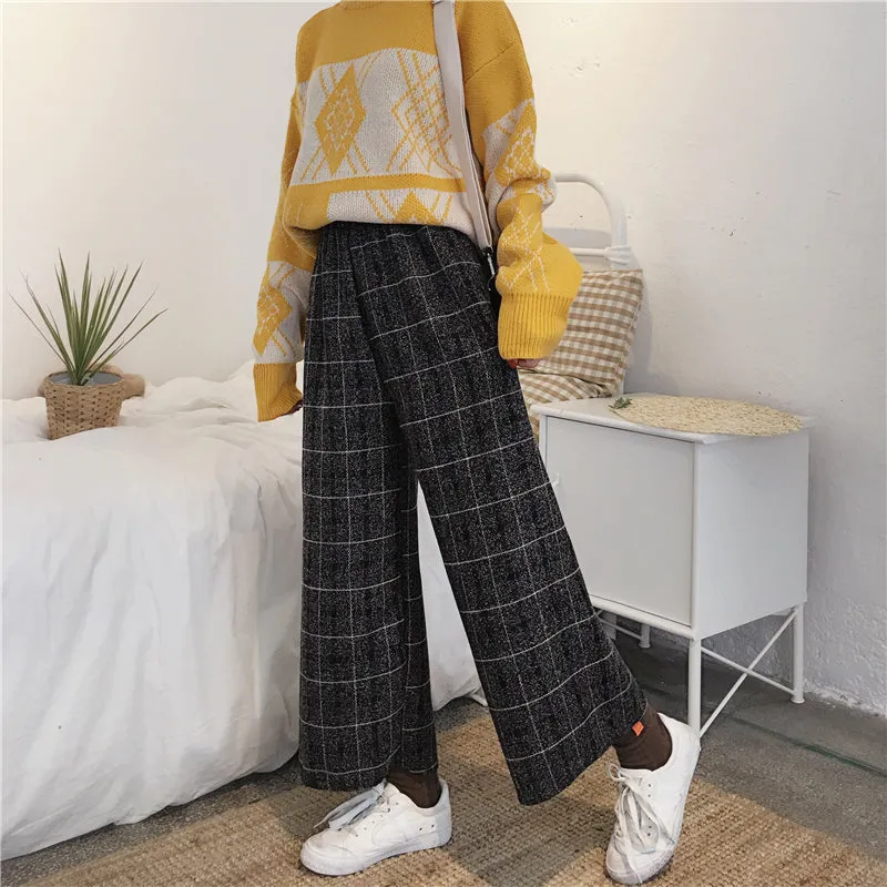 Plaid Wide Leg Pants