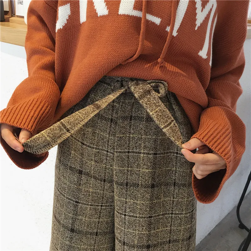 Plaid Wide Leg Pants