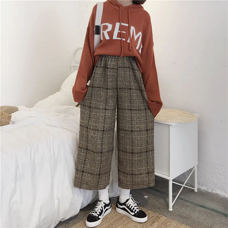 Plaid Wide Leg Pants